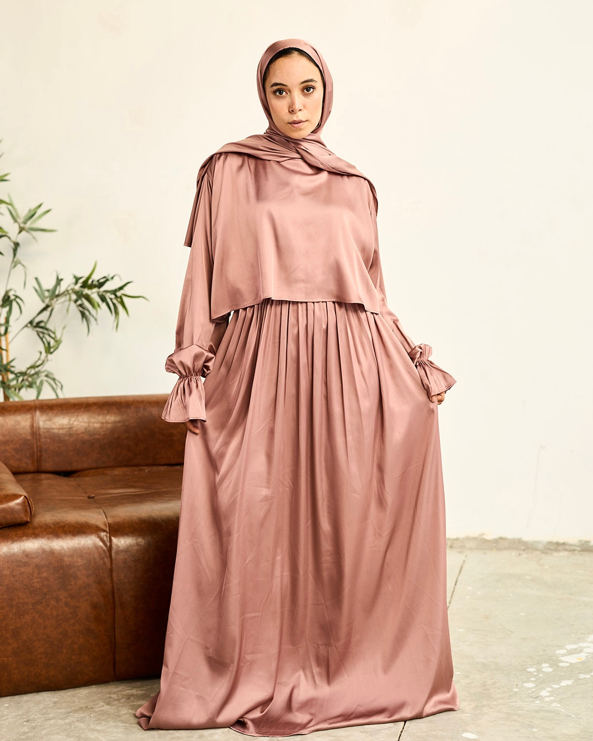 ROSE GOLD  SATIN DRESS ISDAL
