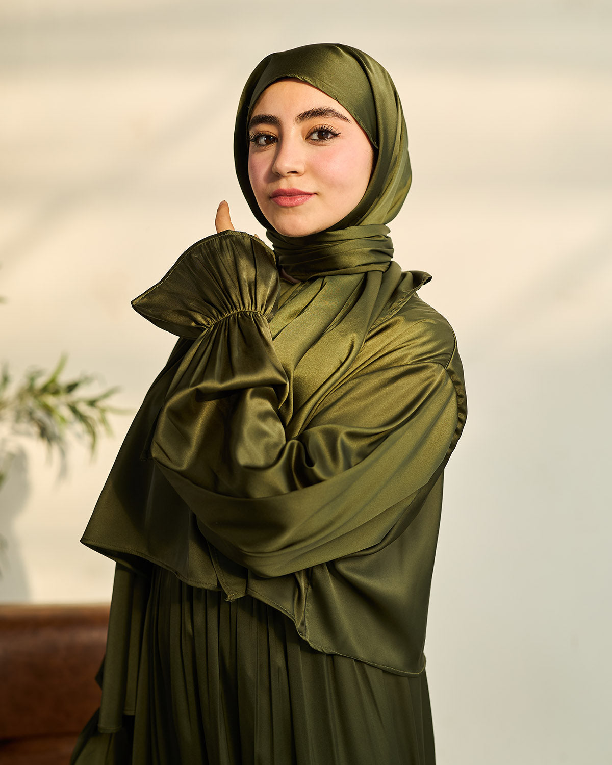 HUNTER GREEN SATIN DRESS ISDAL