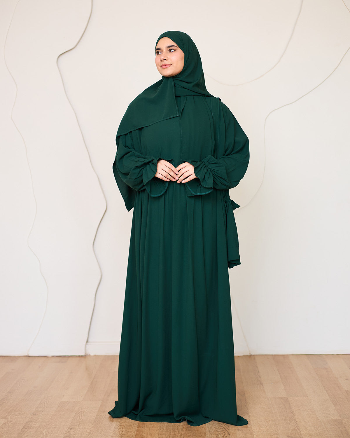 DARK GREEN CREPE DRESSY ISDAL