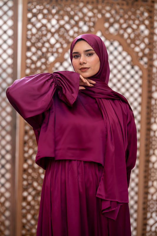 MAGENTA SATIN DRESS ISDAL