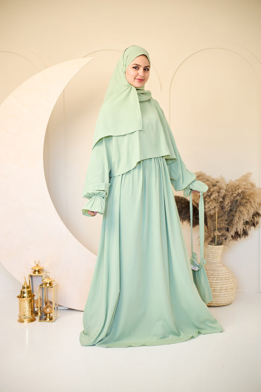 PASTEL GREEN CREPE DRESSY ISDAL