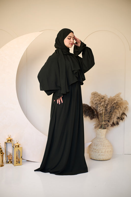 DARK OLIVE GREEN CREPE DRESSY ISDAL