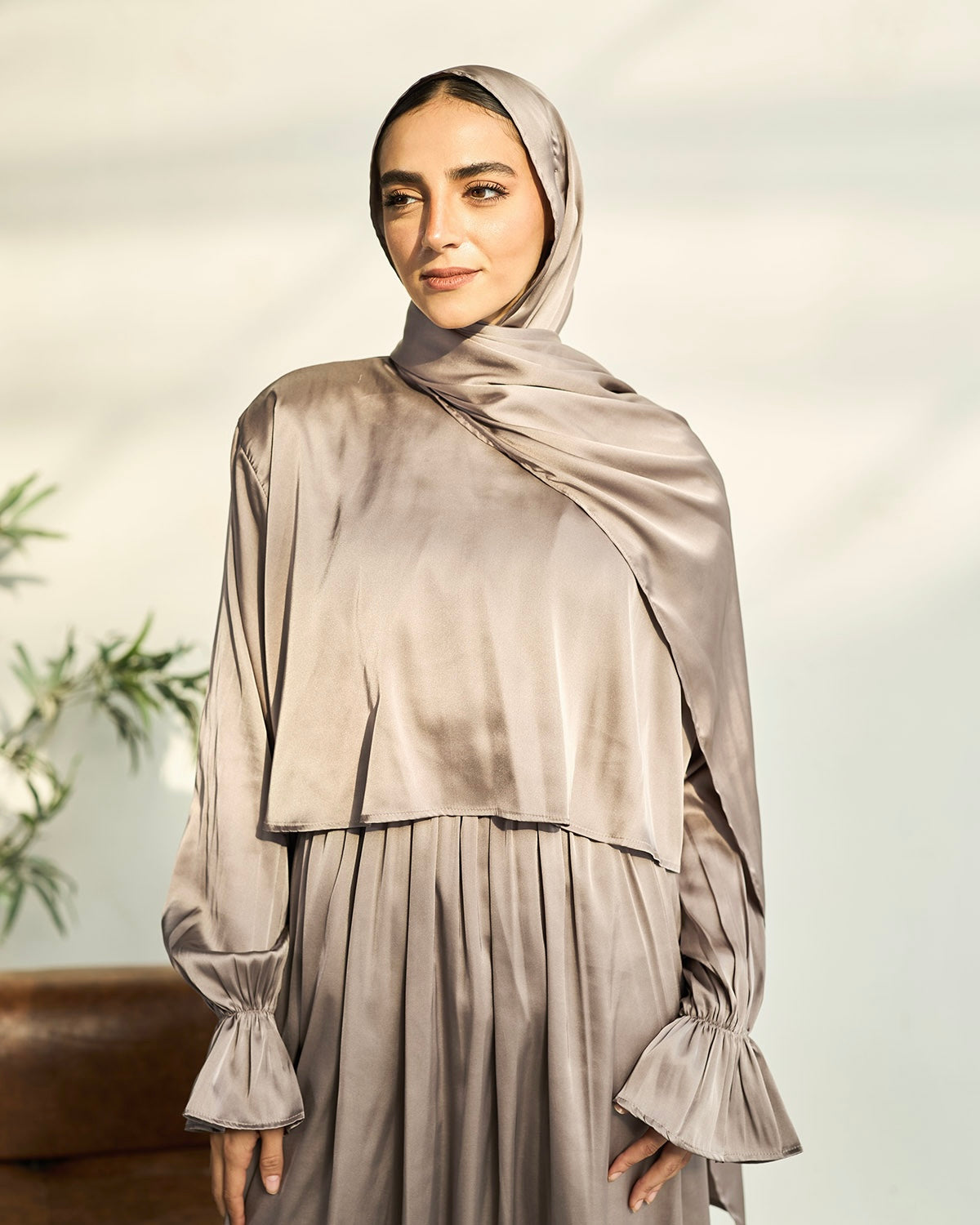 MAUVE SHADOWS SATIN DRESS ISDAL