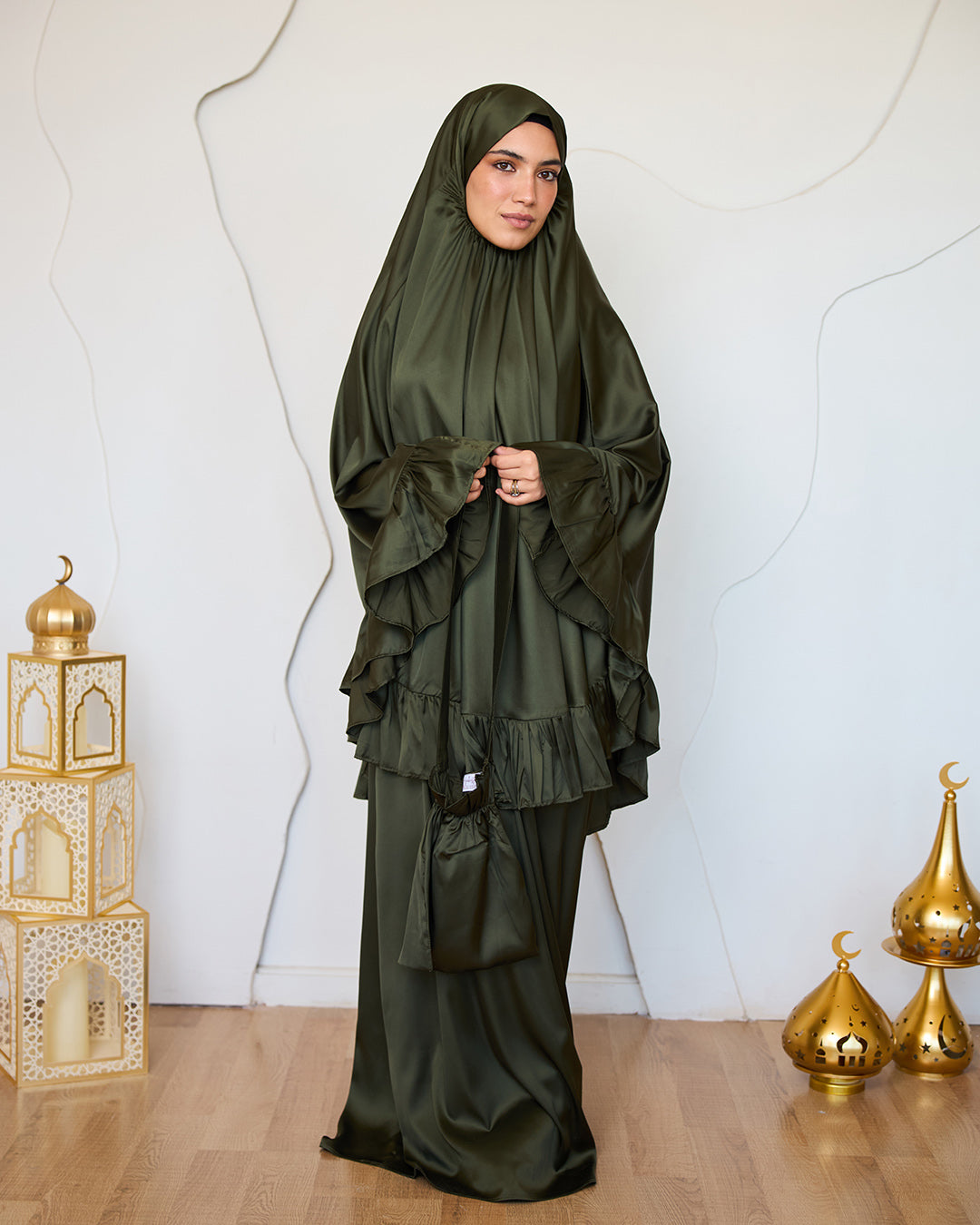 OLIVE SATIN SET ISDAL