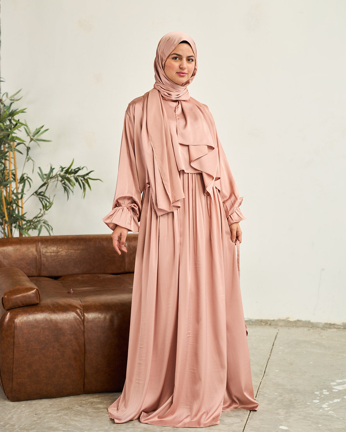 BLUSH PINK SATIN DRESS ISDAL