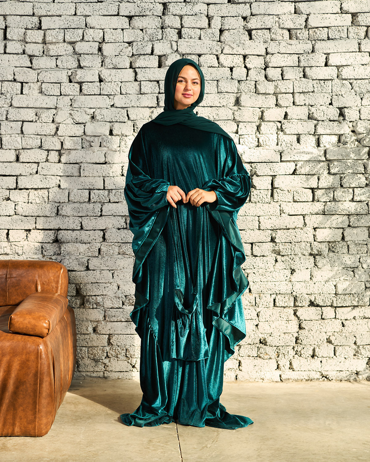 GREEN VELVET RUFFLES ISDAL