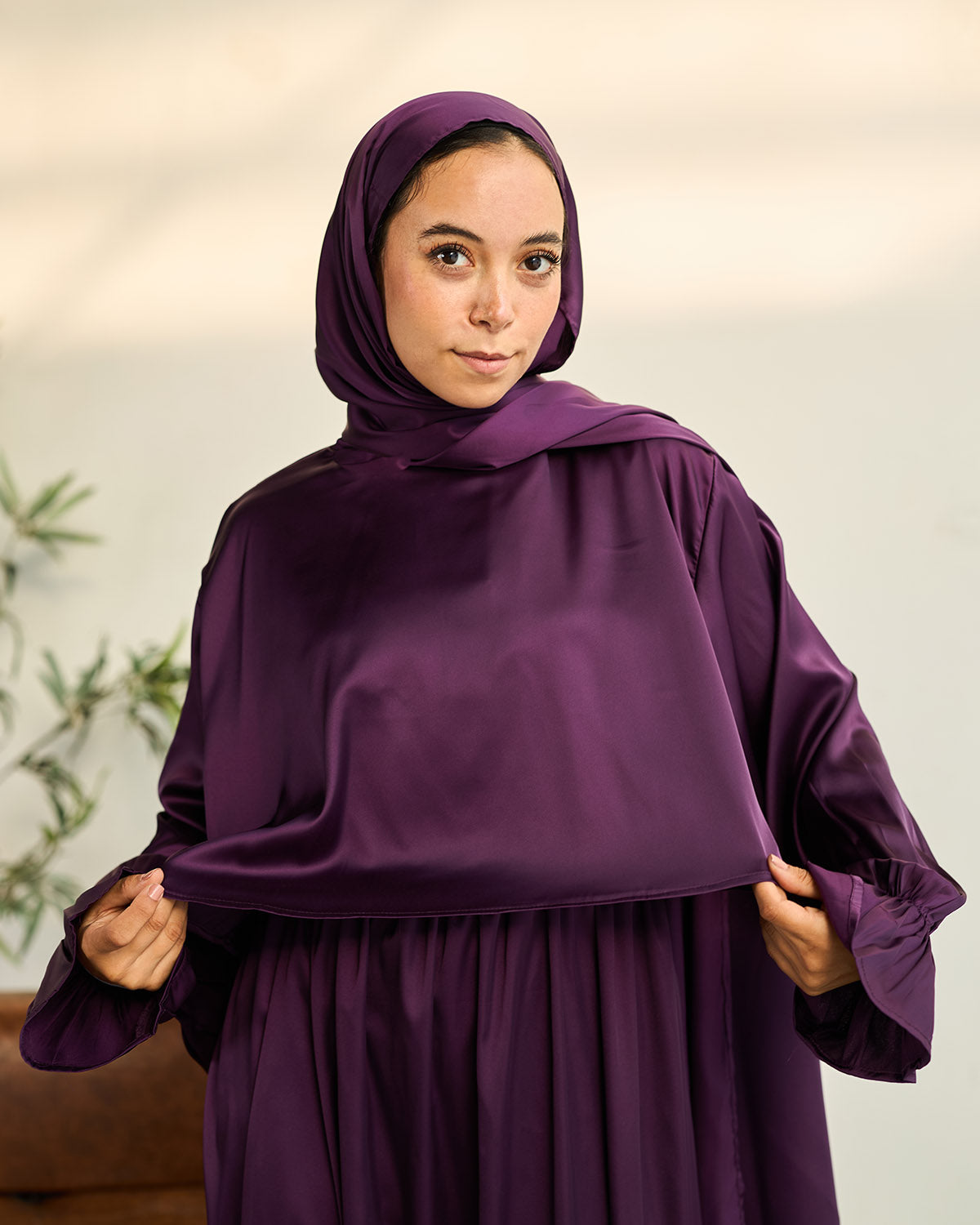 SHADOW PURPLE SATIN DRESS ISDAL