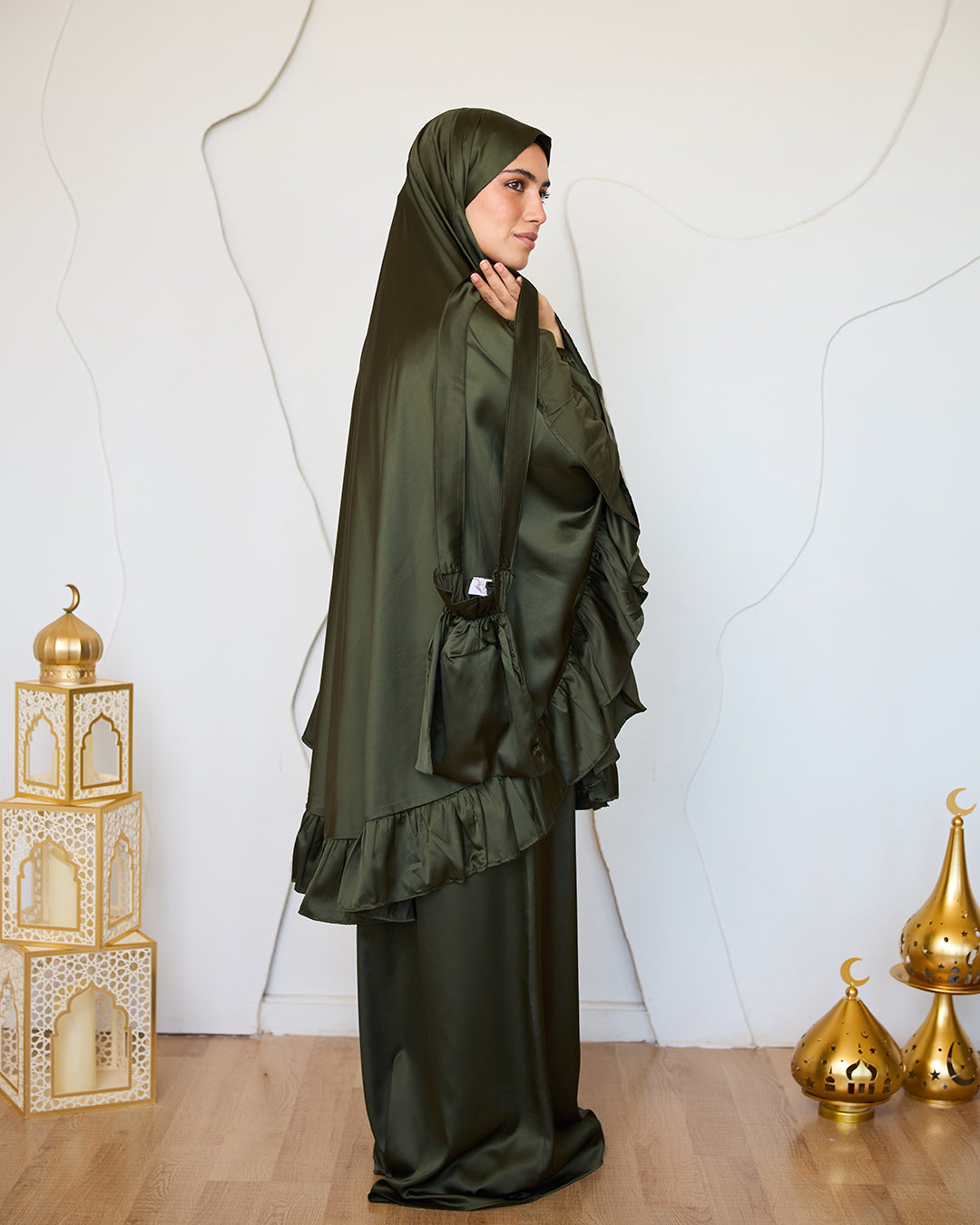 OLIVE SATIN SET ISDAL