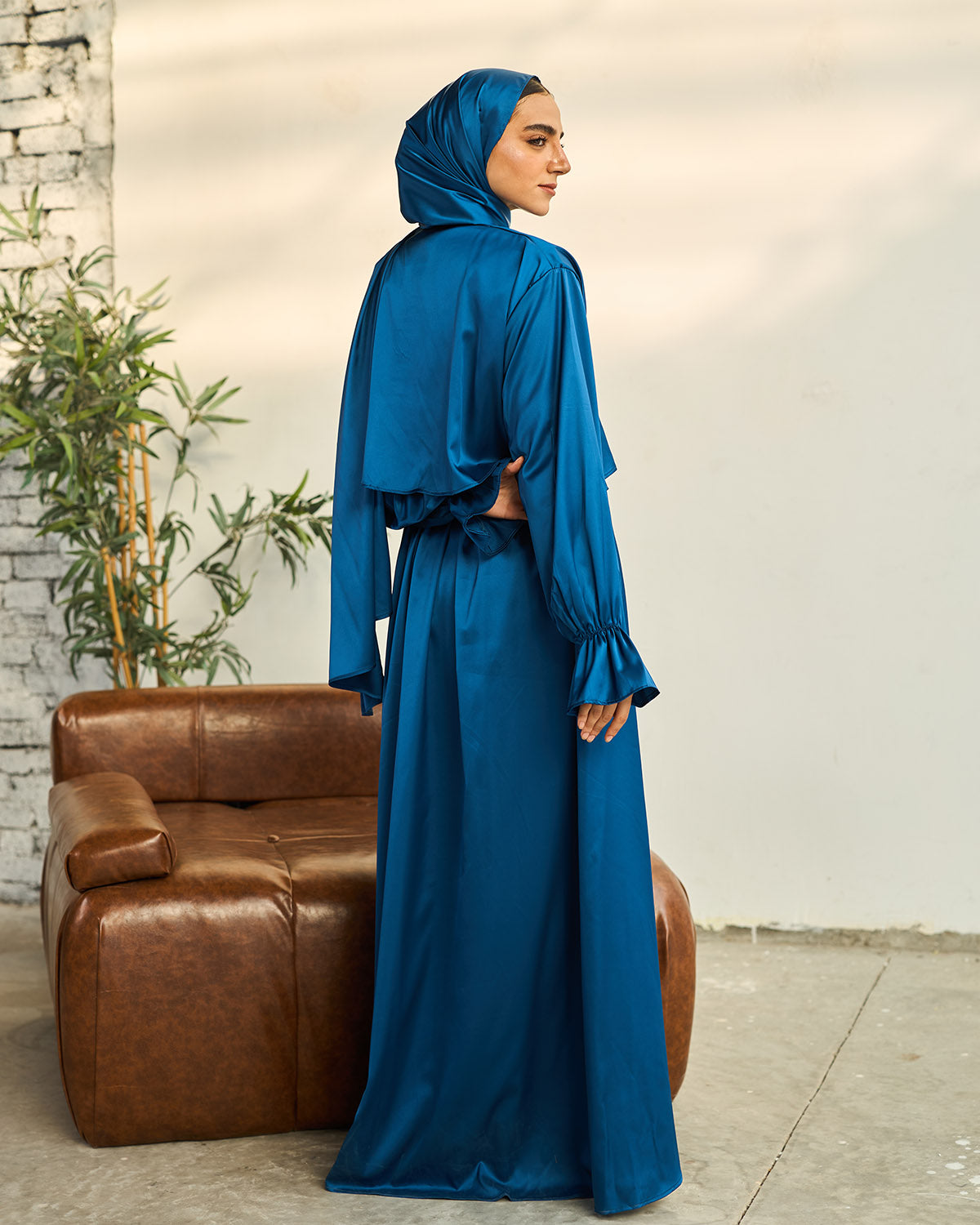 DEEP BLUE SATIN DRESS ISDAL