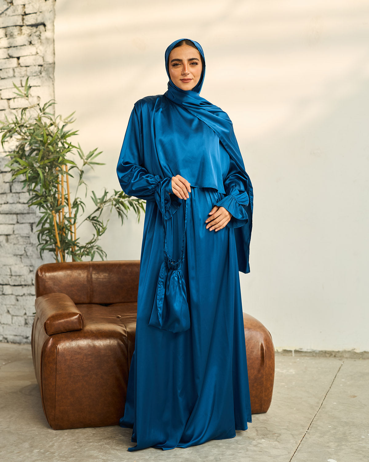 DEEP BLUE SATIN DRESS ISDAL