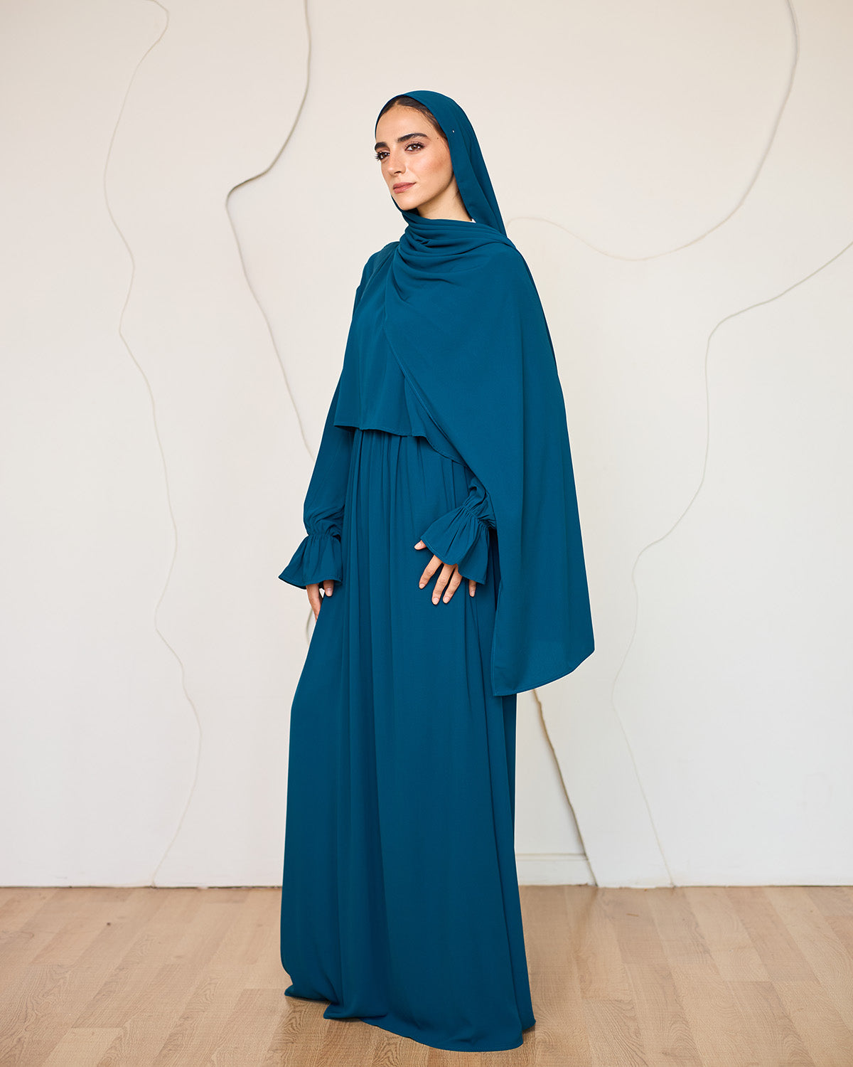 TEAL CREPE DRESSY ISDAL