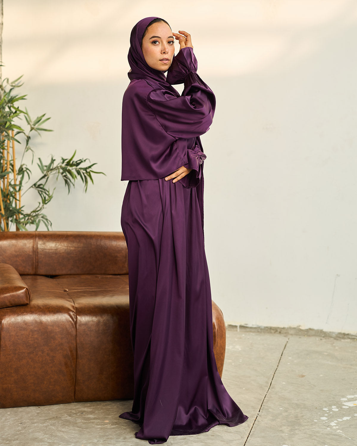 SHADOW PURPLE SATIN DRESS ISDAL