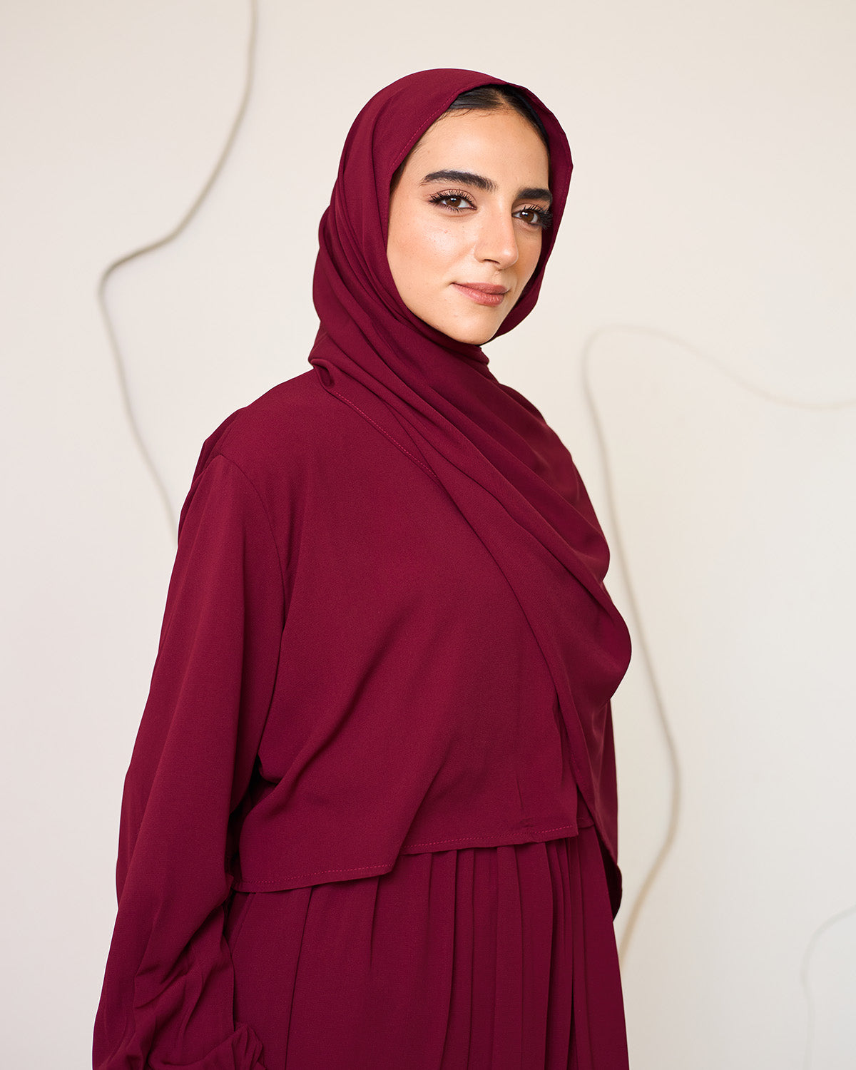 MAROON CREPE DRESSY ISDAL