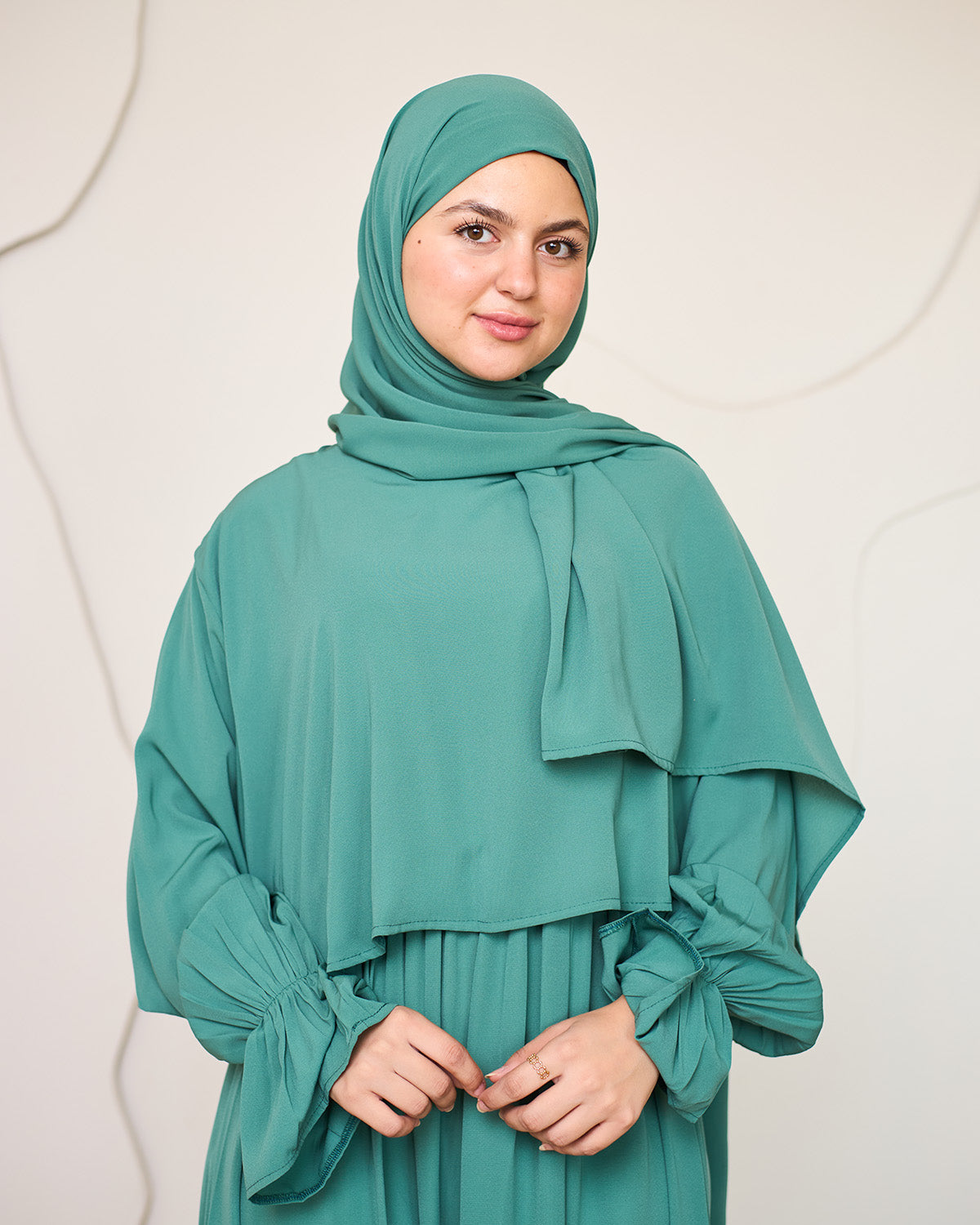GREEN CREPE DRESSY ISDAL