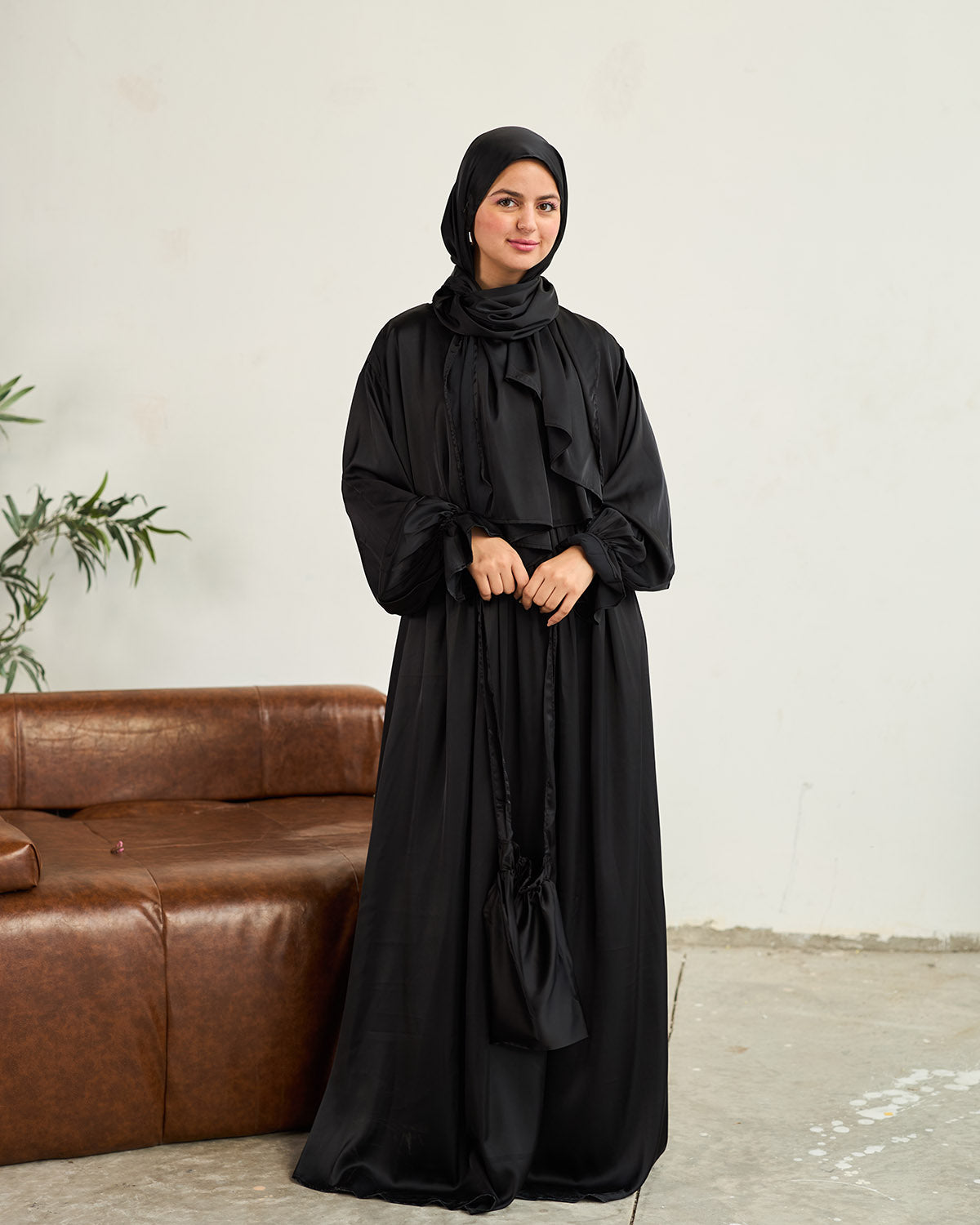 BLACK SATIN DRESS ISDAL