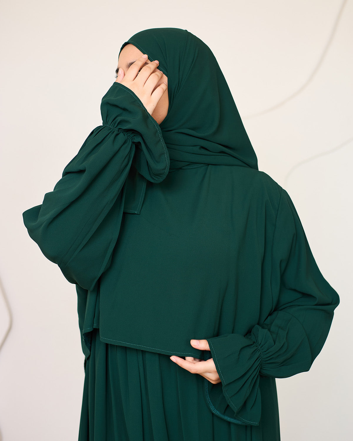 DARK GREEN CREPE DRESSY ISDAL