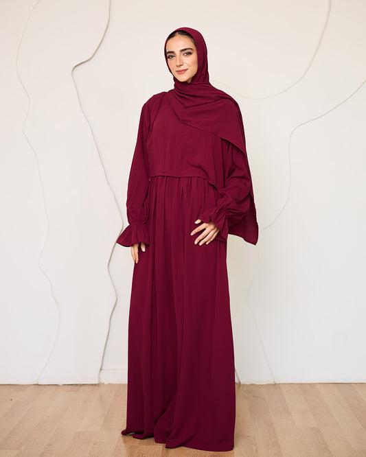 RUBY MAROON CREPE DRESSY ISDAL