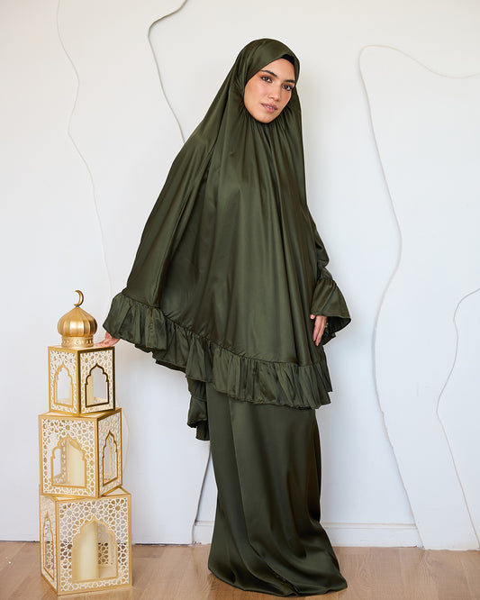 OLIVE SATIN SET ISDAL