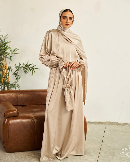 GOLD SATIN DRESS ISDAL