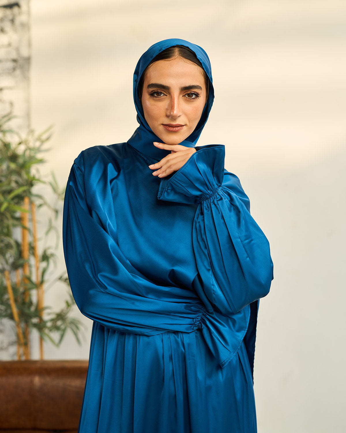 DEEP BLUE SATIN DRESS ISDAL