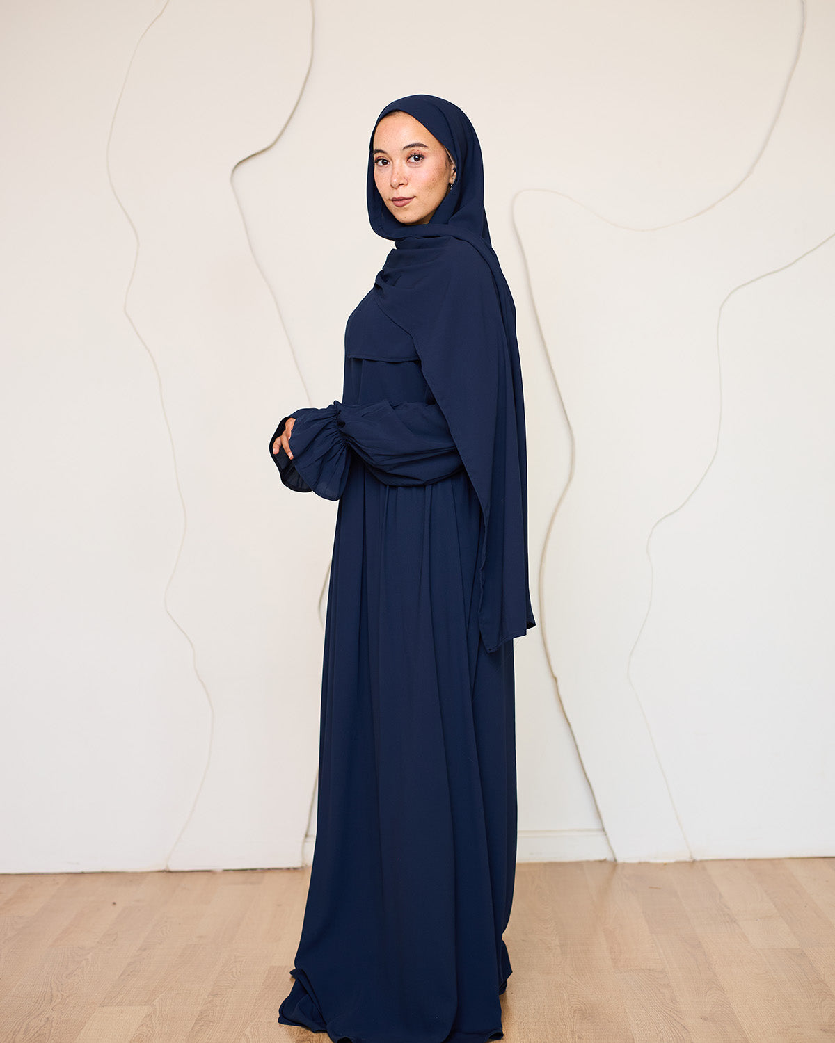 NAVY BLUE CREPE DRESSY ISDAL