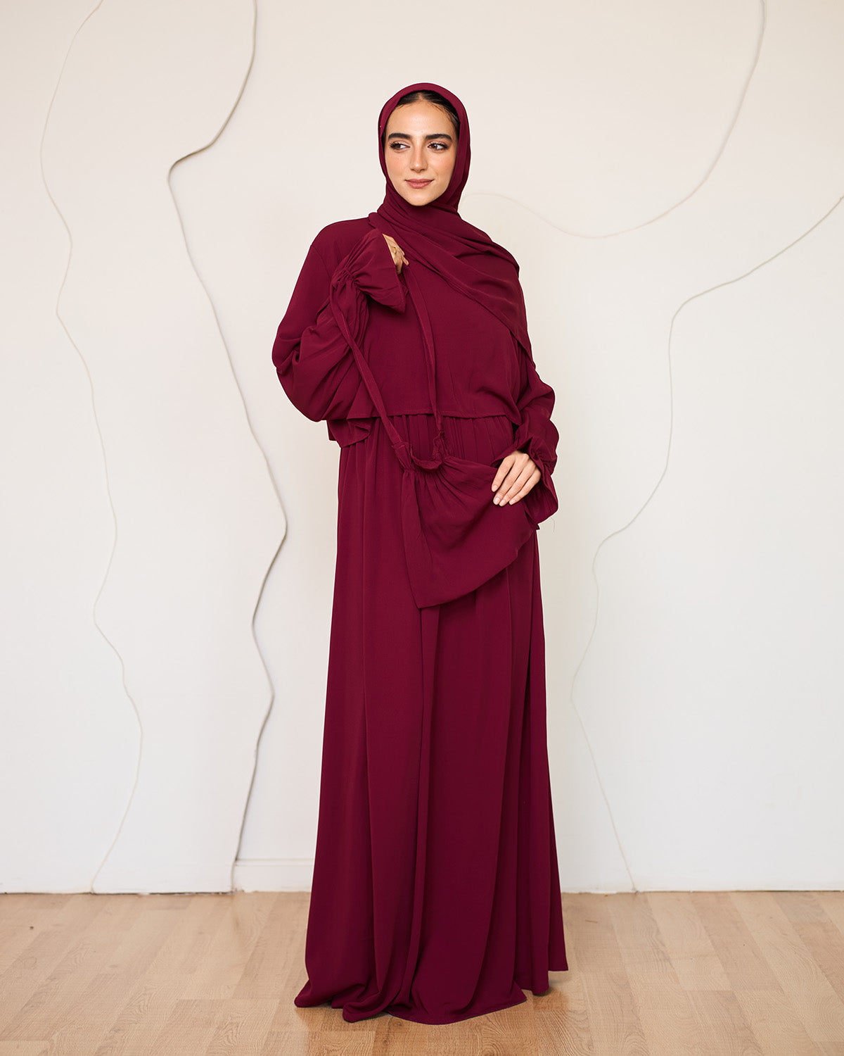 MAROON CREPE DRESSY ISDAL