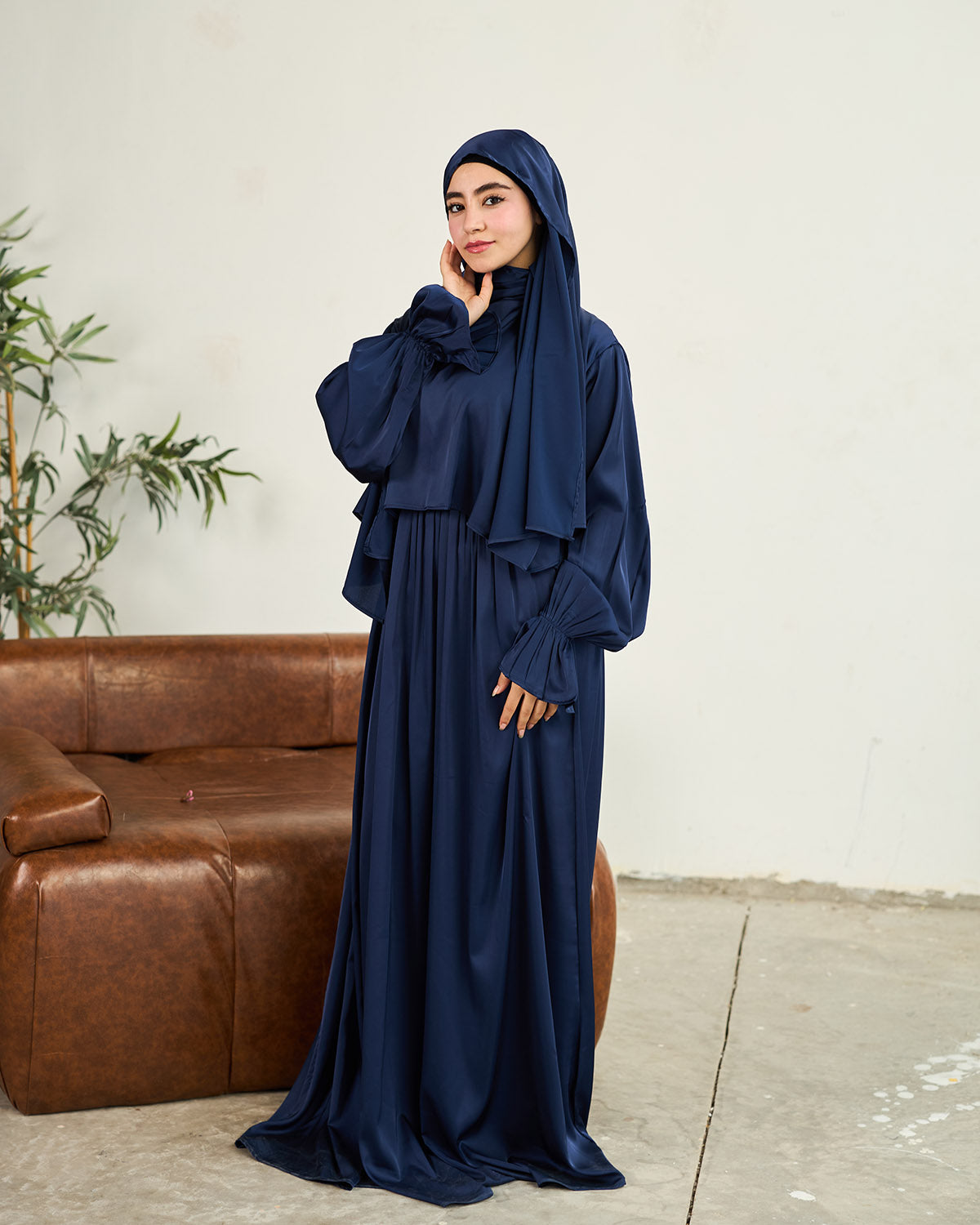 MIDNIGHT BLUE SATIN DRESS ISDAL