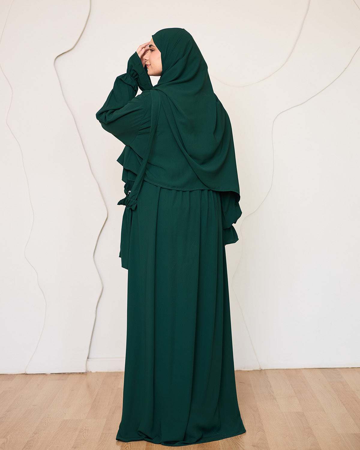 DARK GREEN CREPE DRESSY ISDAL
