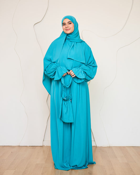 TURQUOISE CREPE DRESSY ISDAL