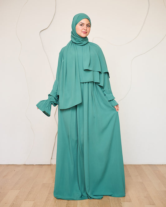 GREEN CREPE DRESSY ISDAL
