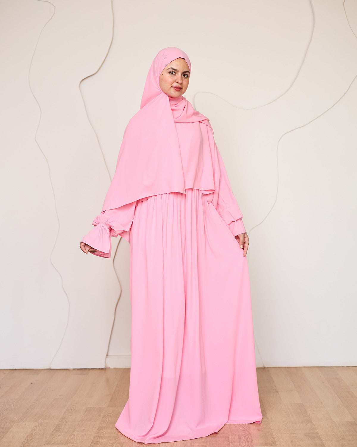 BUBBLEGUM PINK CREPE DRESSY ISDAL