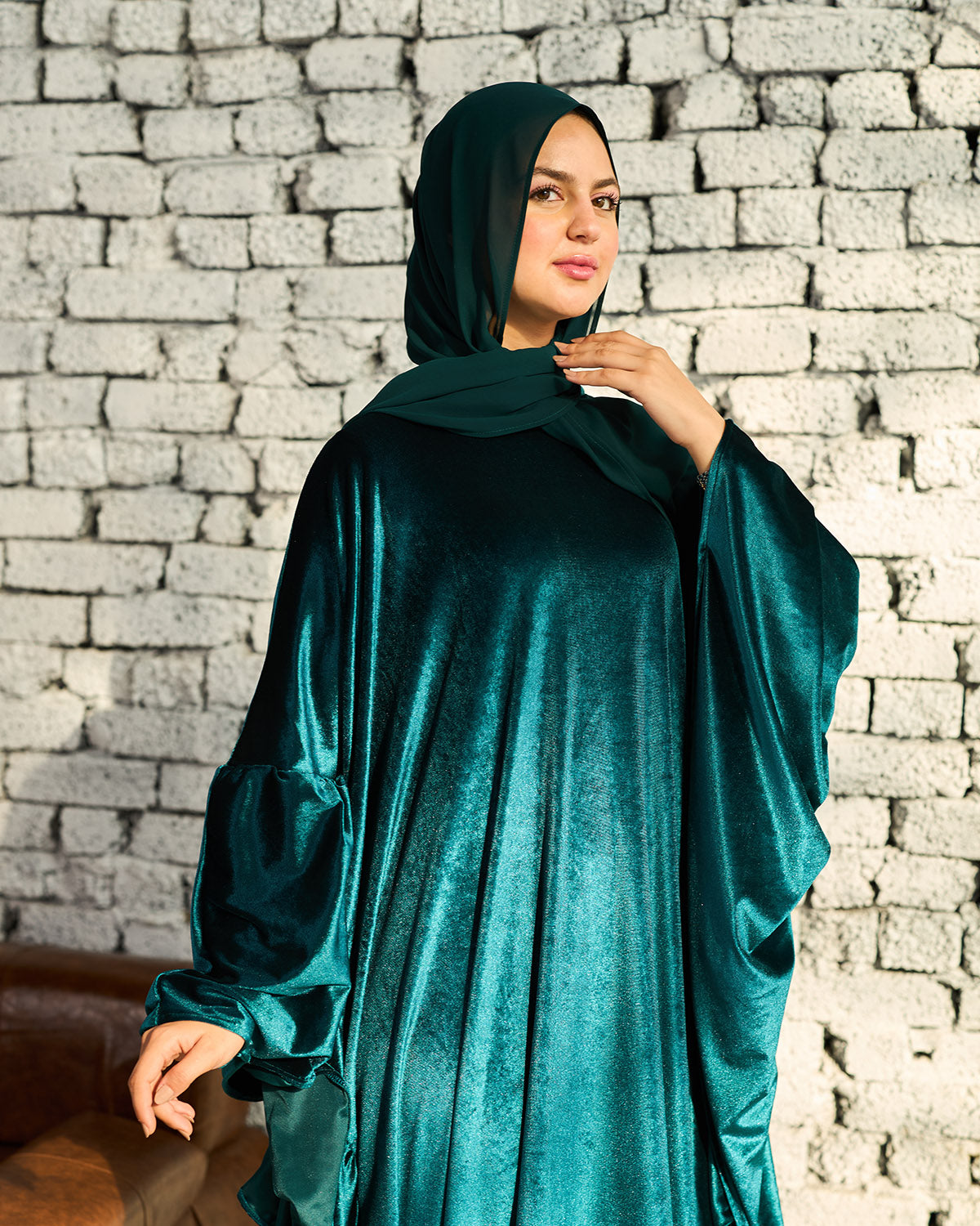 GREEN VELVET RUFFLES ISDAL