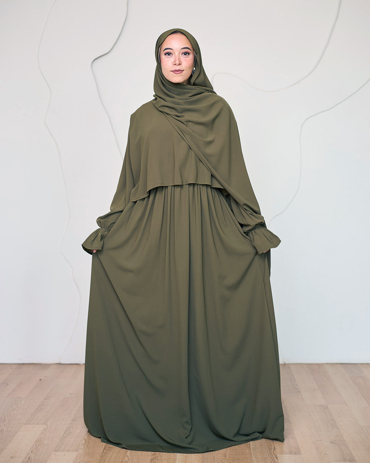 OLIVE GREEN CREPE DRESSY ISDAL
