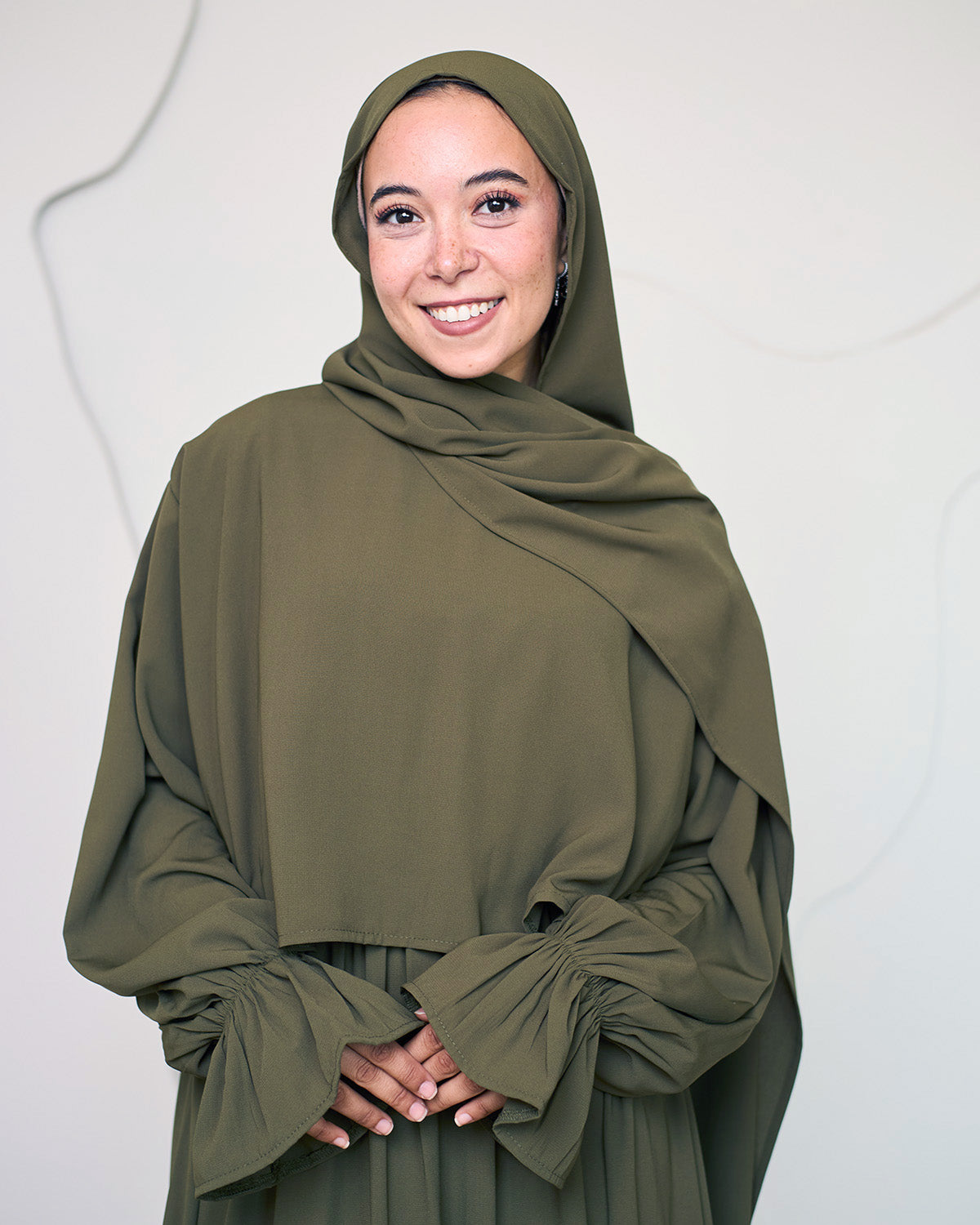 OLIVE GREEN CREPE DRESSY ISDAL