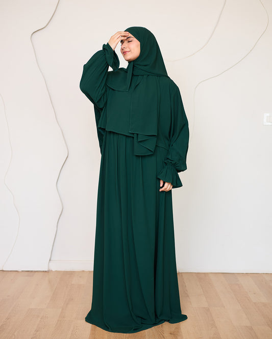 DARK GREEN CREPE DRESSY ISDAL