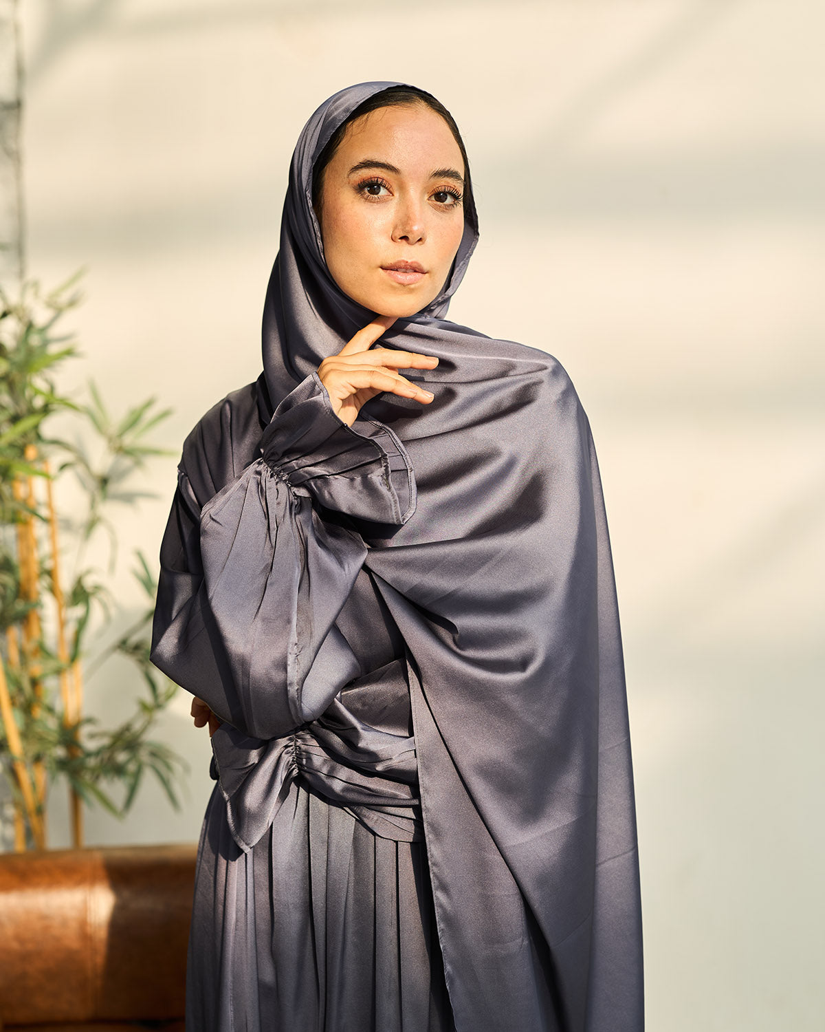 MYSTIC GREY SATIN DRESS ISDAL HIJABISTA MYSTIC GREY SATIN DRESS ISDAL HIJABISTA