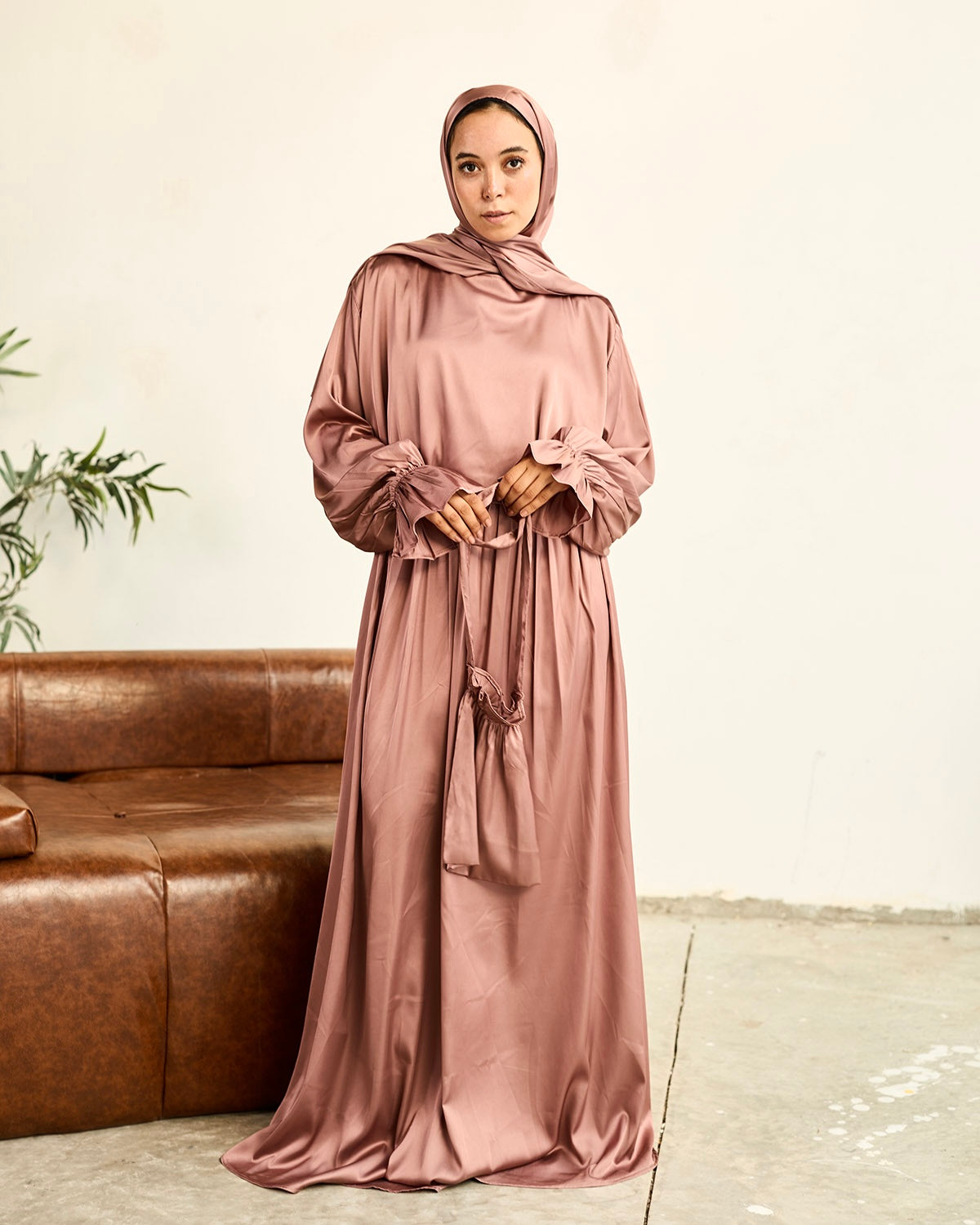 ROSE GOLD  SATIN DRESS ISDAL
