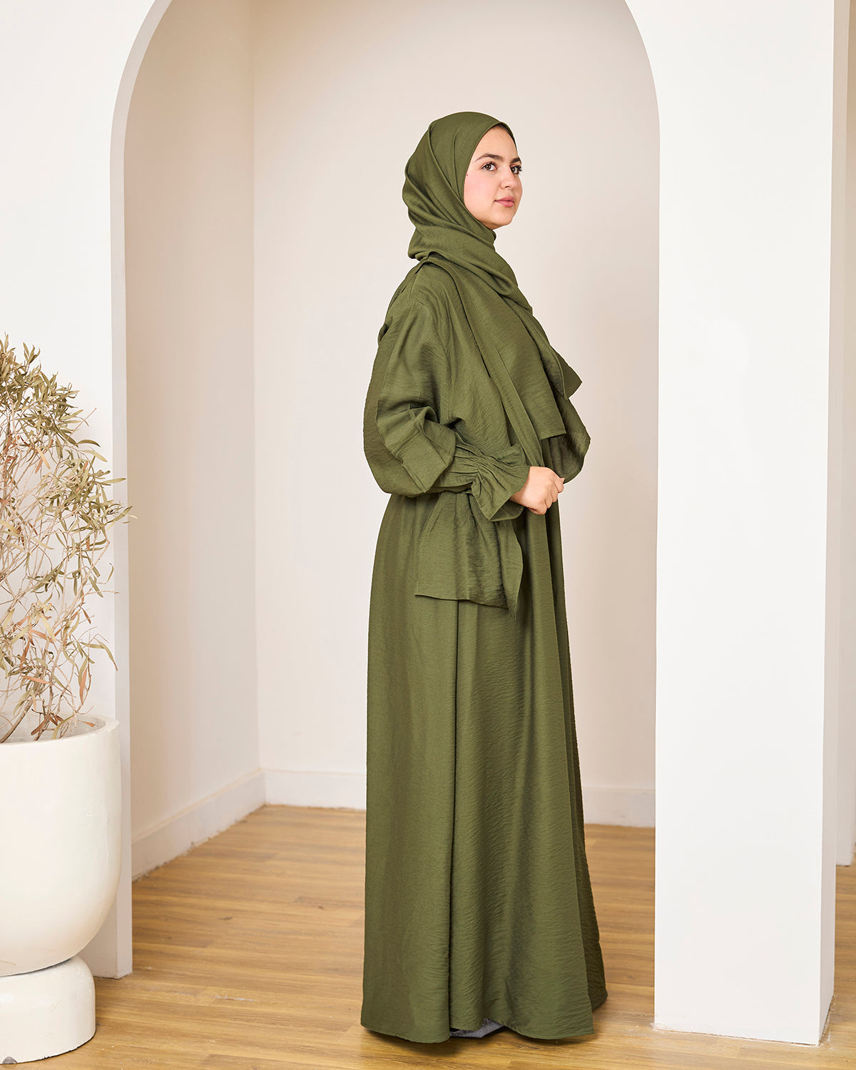 OLIVE LINEN DRESSY ISDAL
